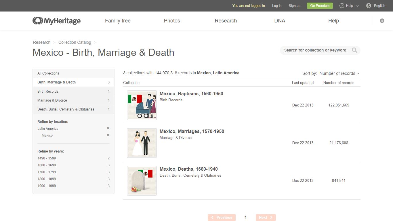 Collection Catalog - MyHeritage